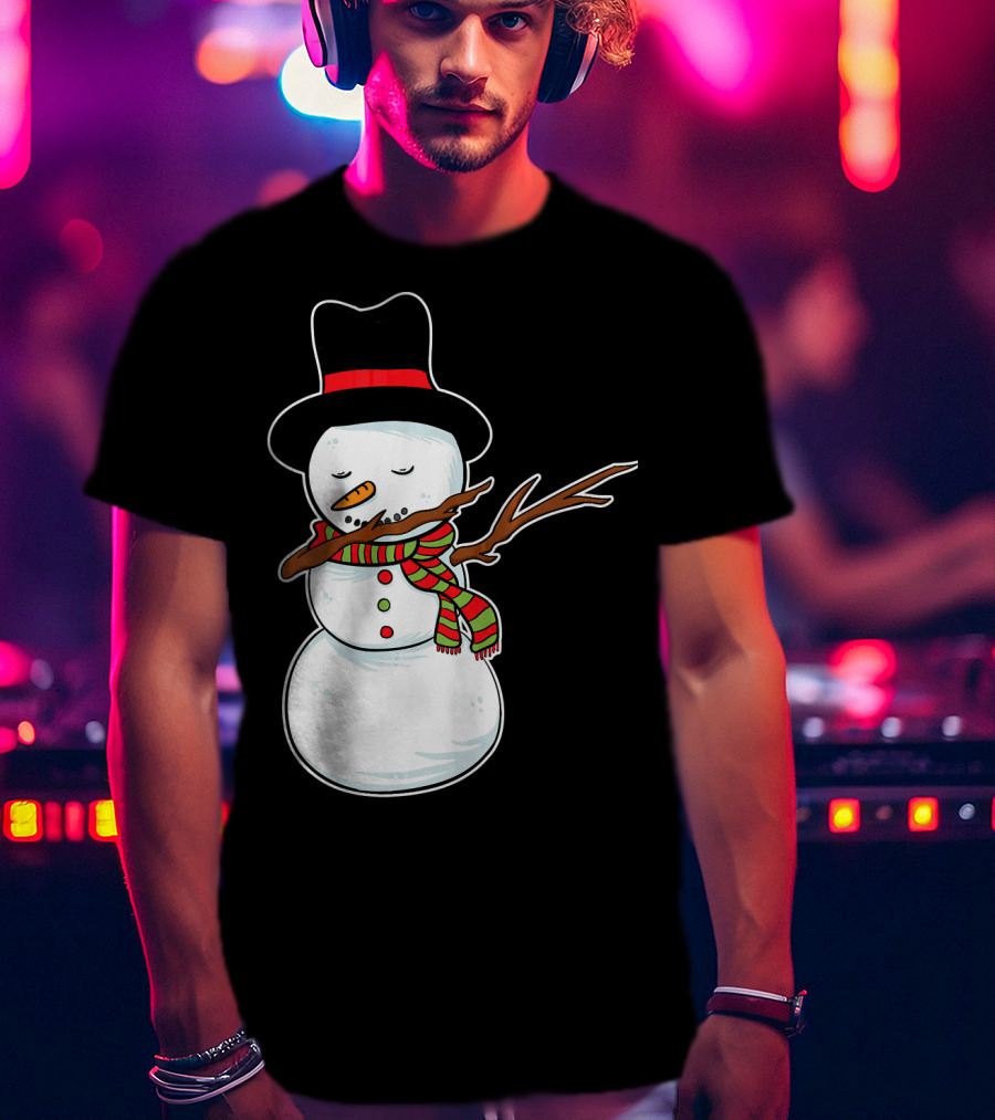 Dabbing Dab Snowman With Hat And Scarf T-Shirt