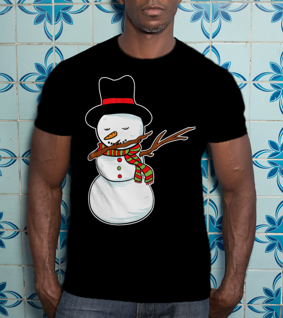 Dabbing Dab Snowman With Hat And Scarf T-Shirt