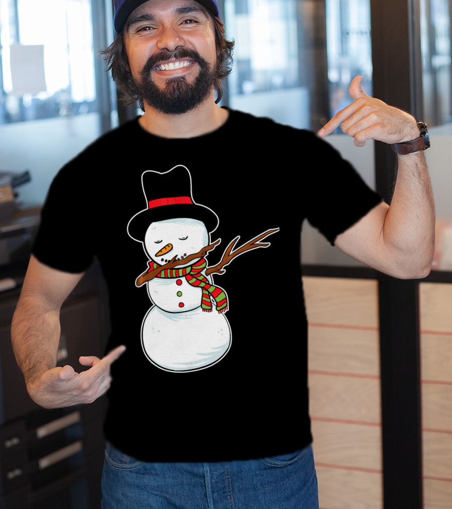Dabbing Dab Snowman With Hat And Scarf T-Shirt