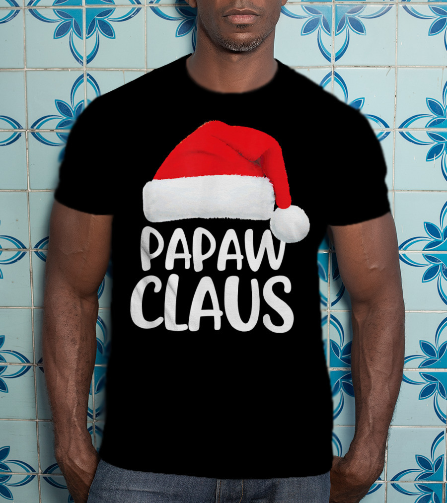 Papaw Claus Red Santa Hat Christmas T-Shirt