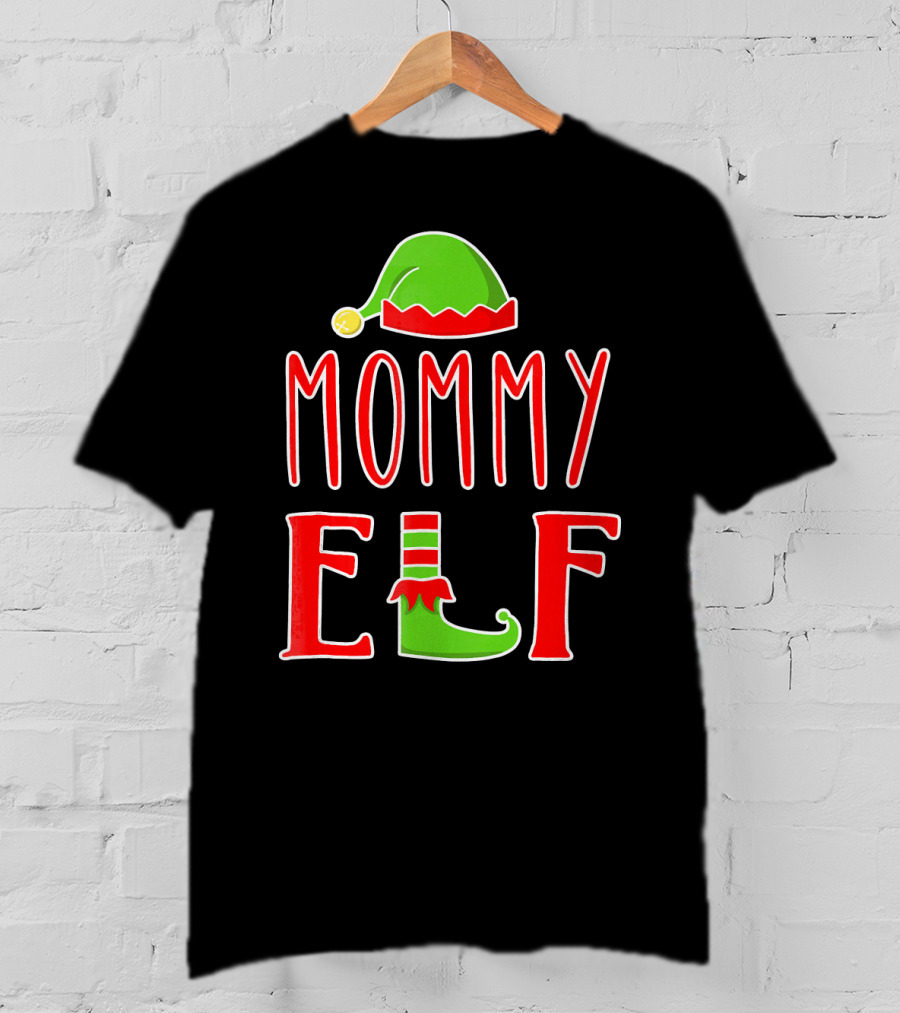 Mommy Elf Christmas Family Matching Hat And Shoe T-Shirt