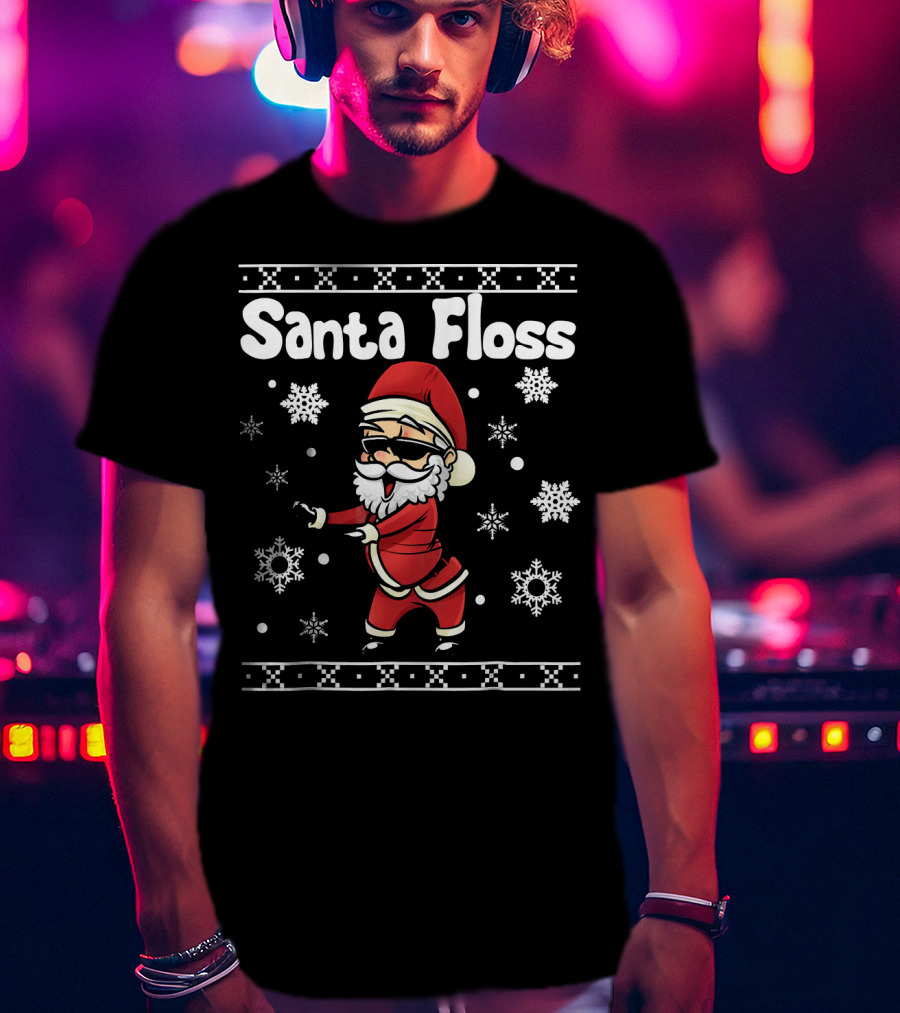 Santa Floss Snowflakes Holiday Dance T-Shirt