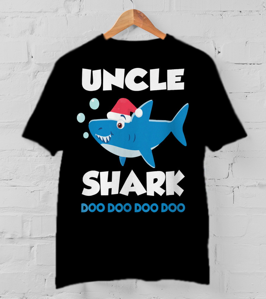 Uncle Shark Doo Doo Doo Doo Christmas Shark Santa Hat T-Shirt