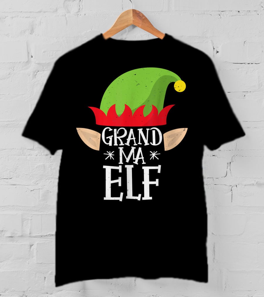 Grandma Elf Funny Christmas Family Match Hat Ears Holiday T-Shirt