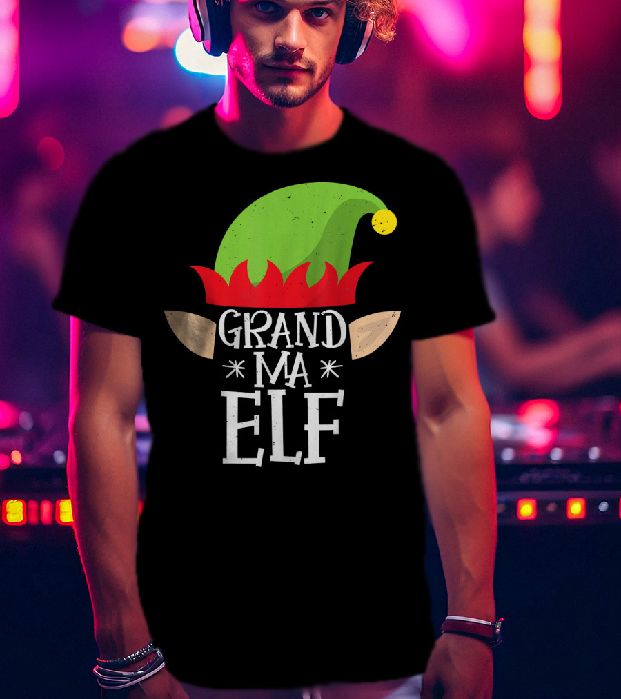 Grandma Elf Funny Christmas Family Match Hat Ears Holiday T-Shirt