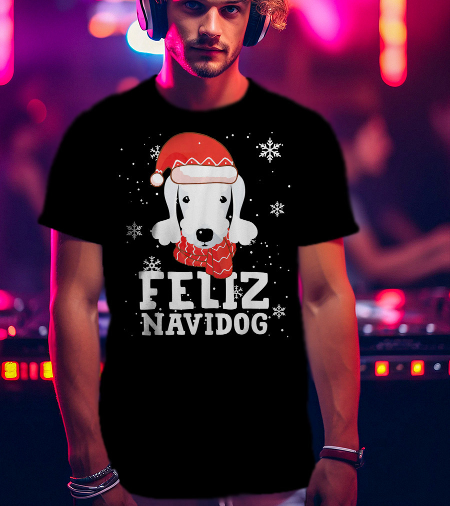 Feliz Navidog Bedlington Terrier Christmas Holiday Fun T-Shirt