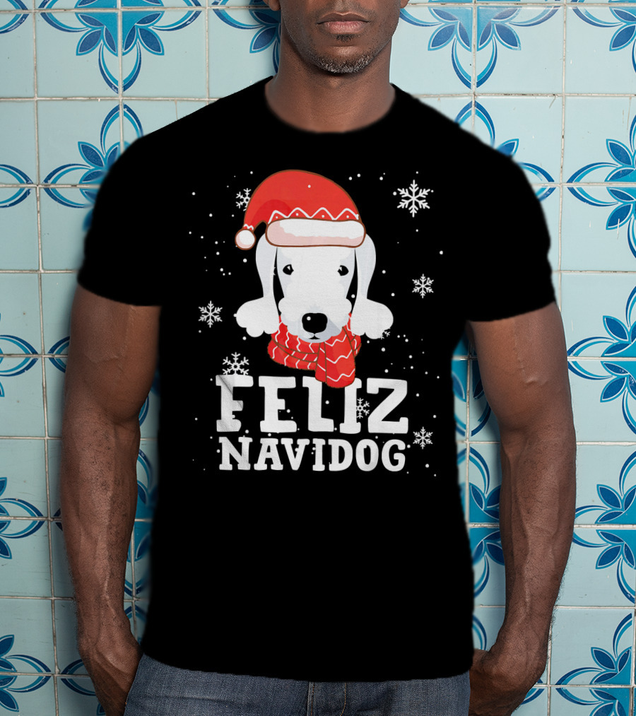 Feliz Navidog Bedlington Terrier Christmas Holiday Fun T-Shirt