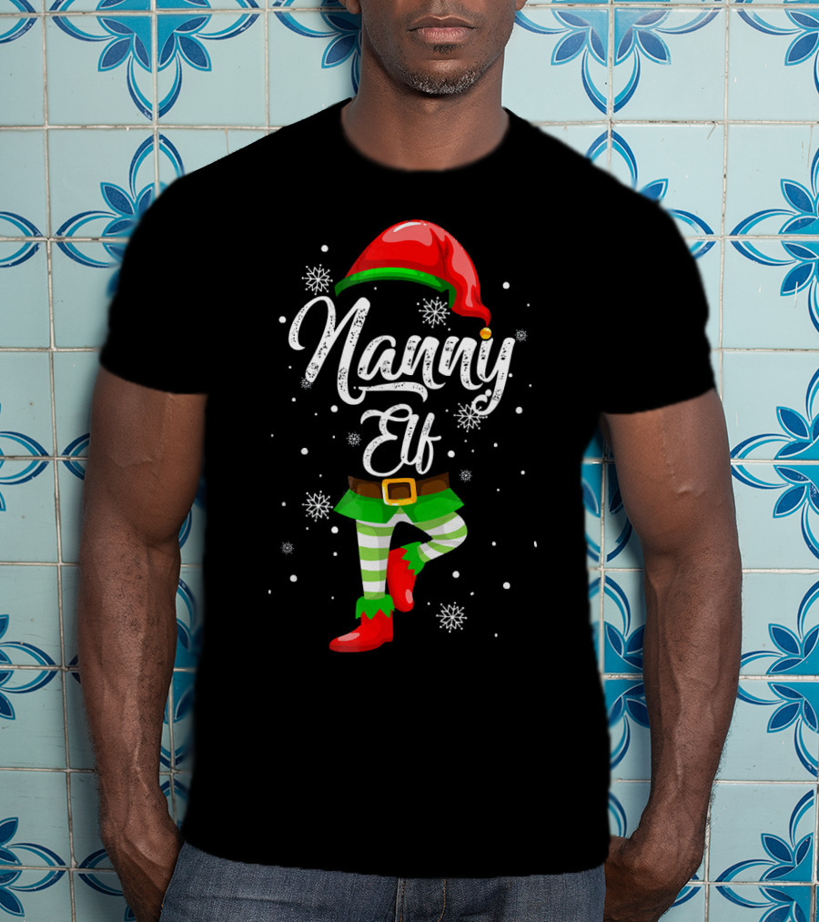 Nanny Elf Festive Christmas Snowflakes T-Shirt