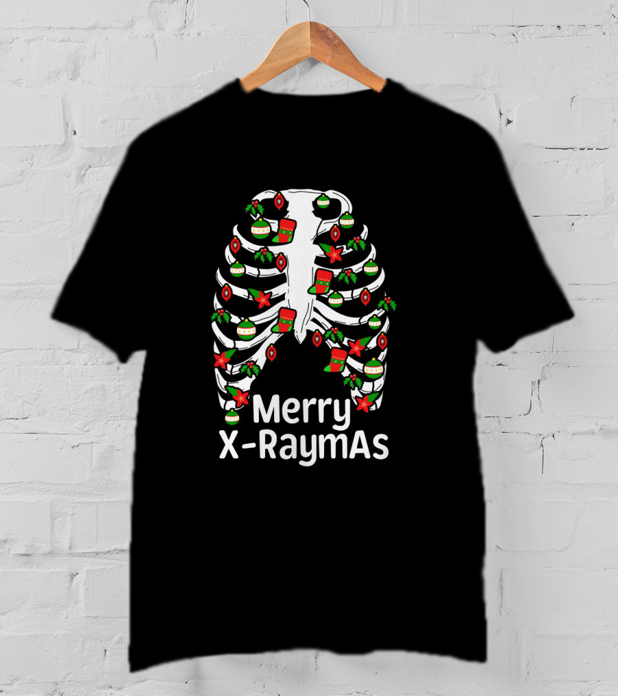 Merry X RaymAs Radiologist Christmas Skeleton Humor T-Shirt
