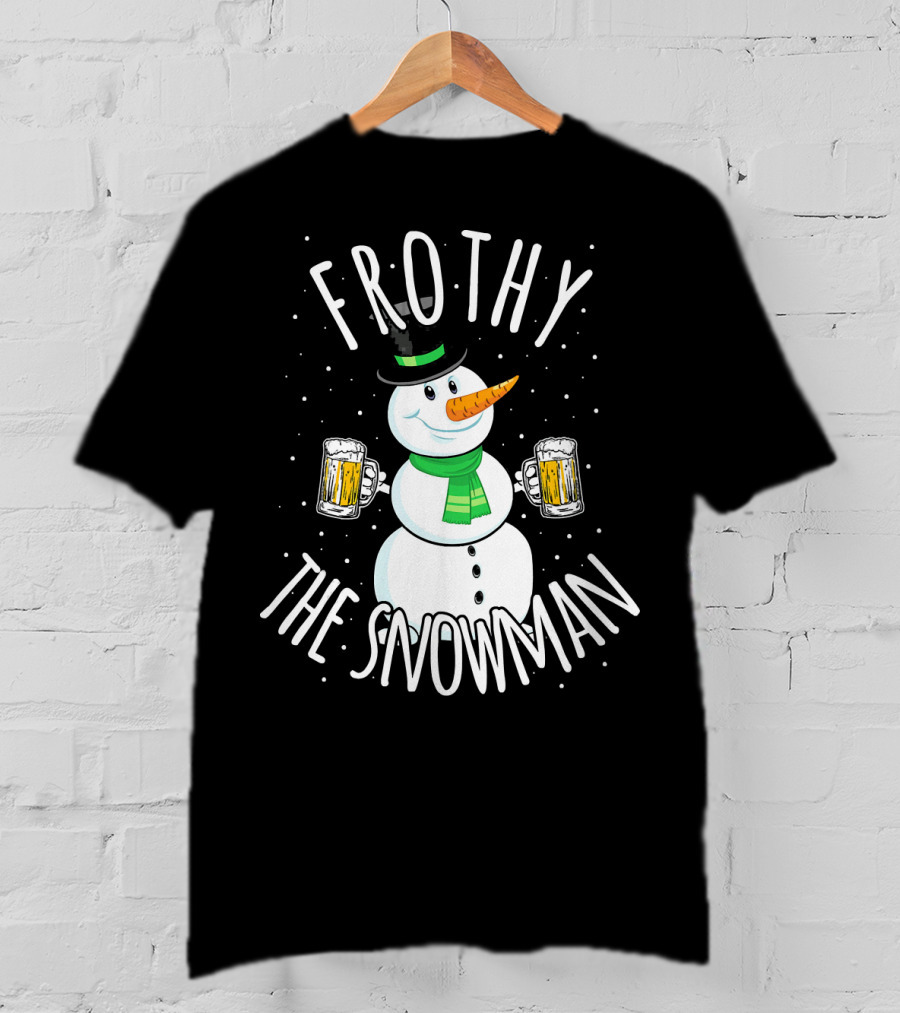 Frothy The Snowman Funny Christmas Beer T-Shirt