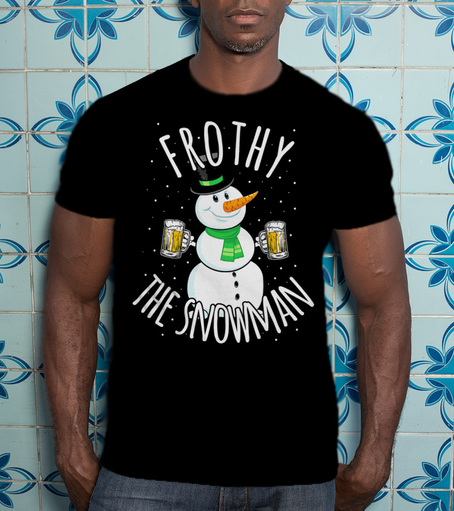 Frothy The Snowman Funny Christmas Beer T-Shirt