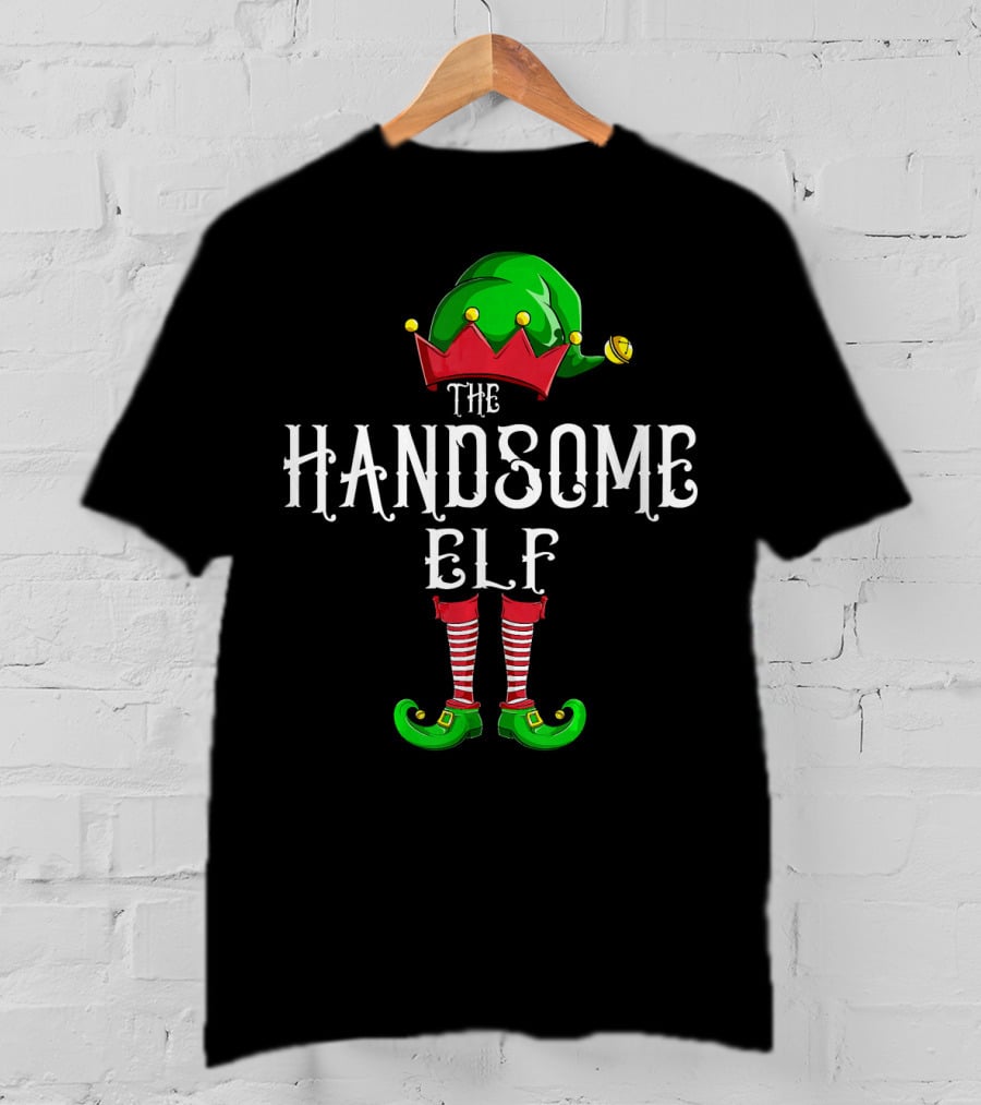 The Handsome Elf Christmas Costume Hat And Shoes T-Shirt
