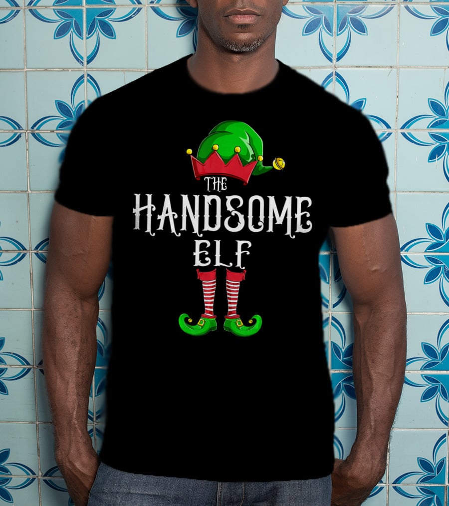 The Handsome Elf Christmas Costume Hat And Shoes T-Shirt
