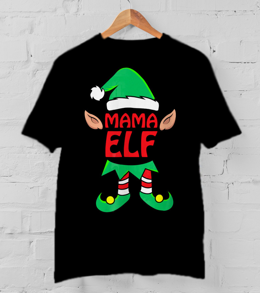 Mama ELF Christmas Family Matching Pajama T-Shirt
