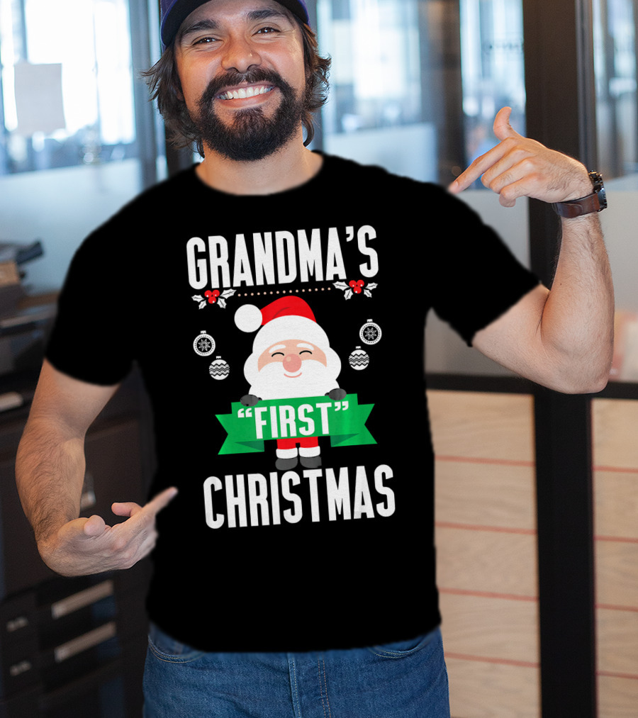 Grandma's First Christmas Santa Holiday Humor T-Shirt