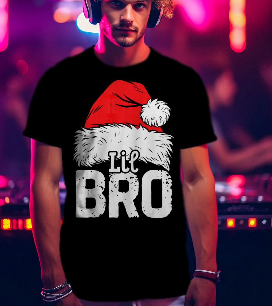 Lil Bro Santa Hat Christmas T-Shirt