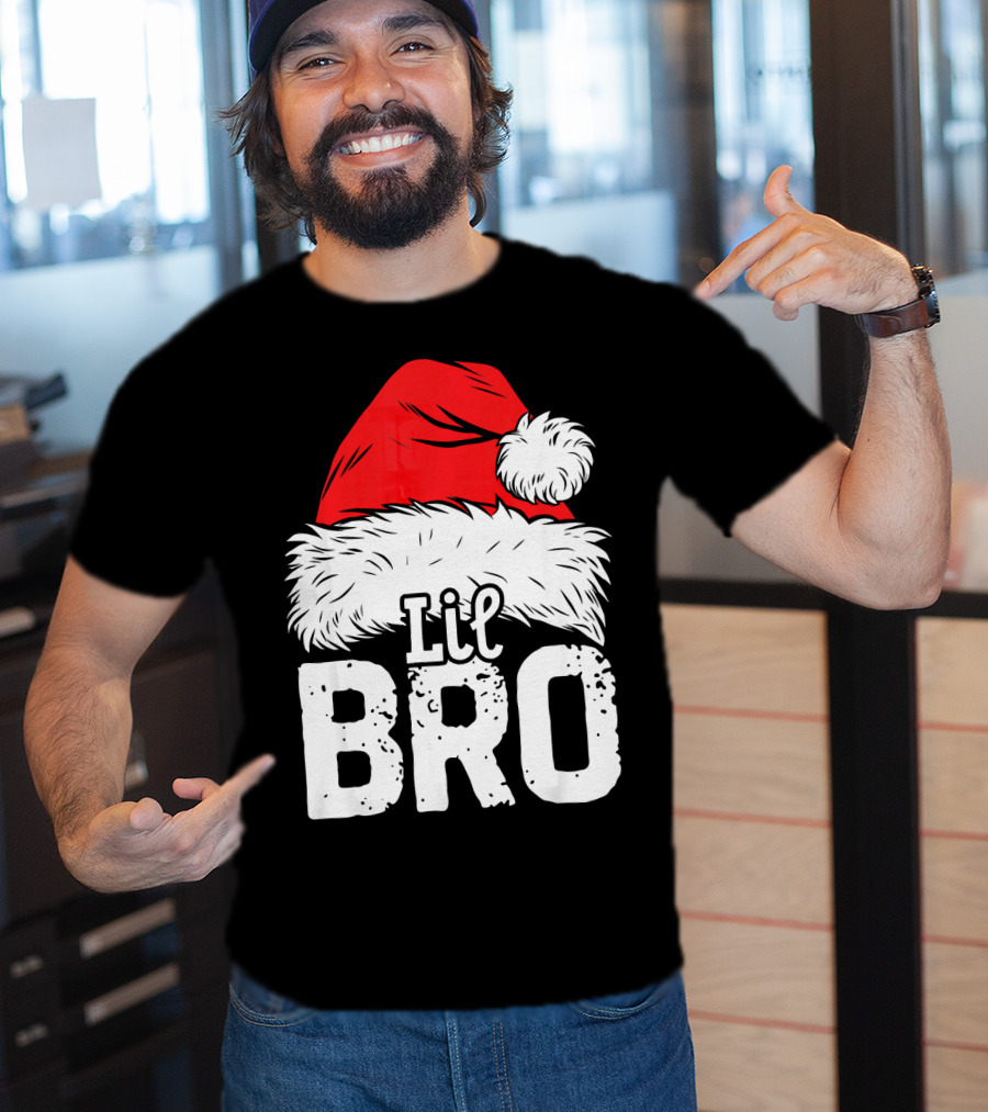 Lil Bro Santa Hat Christmas T-Shirt