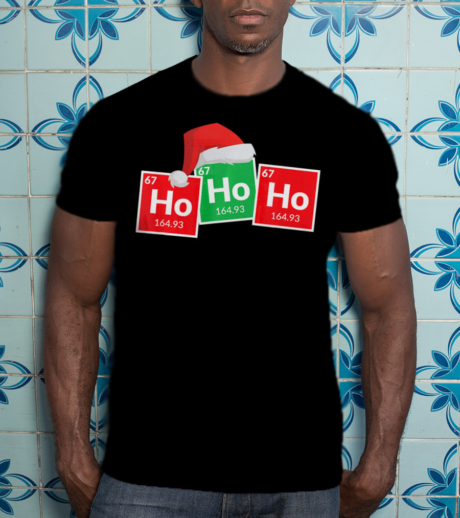 Christmas Ho Ho Ho Santa Periodic Table Elements Fun T-Shirt
