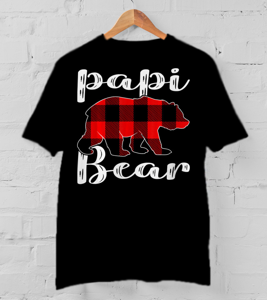 Papi Bear Plaid Christmas Matchin Buffalo Check T-Shirt
