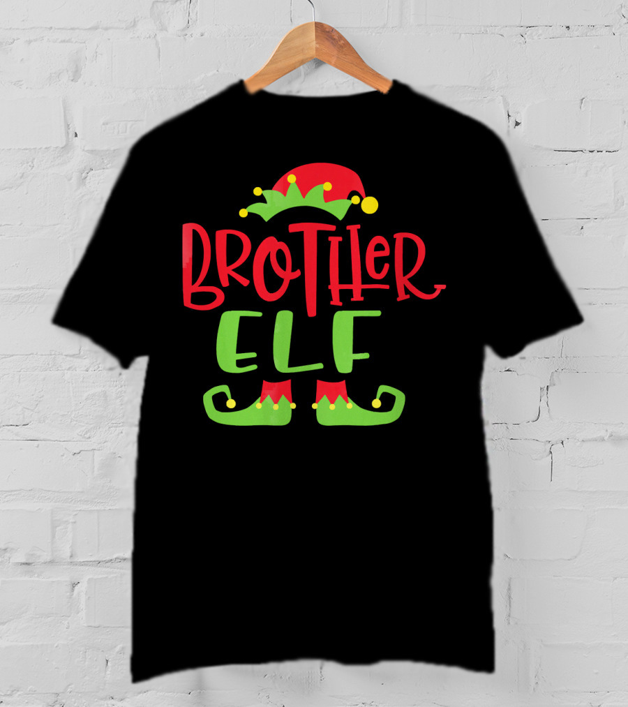 Brother Elf Christmas Hat And Shoes Festive Humor T-Shirt