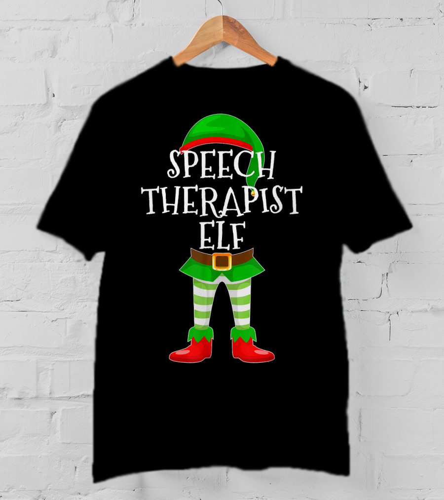Speech Therapist Elf Matching Family Christmas Holiday T-Shirt