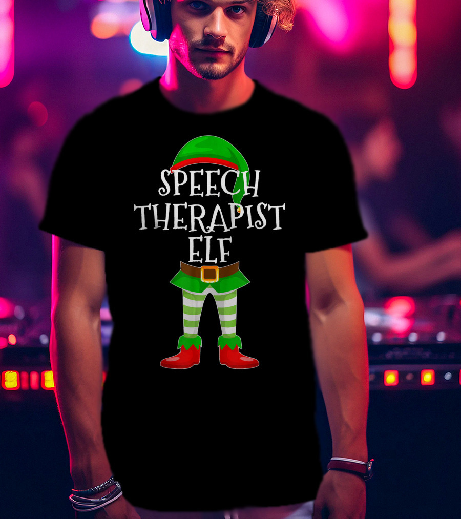 Speech Therapist Elf Matching Family Christmas Holiday T-Shirt