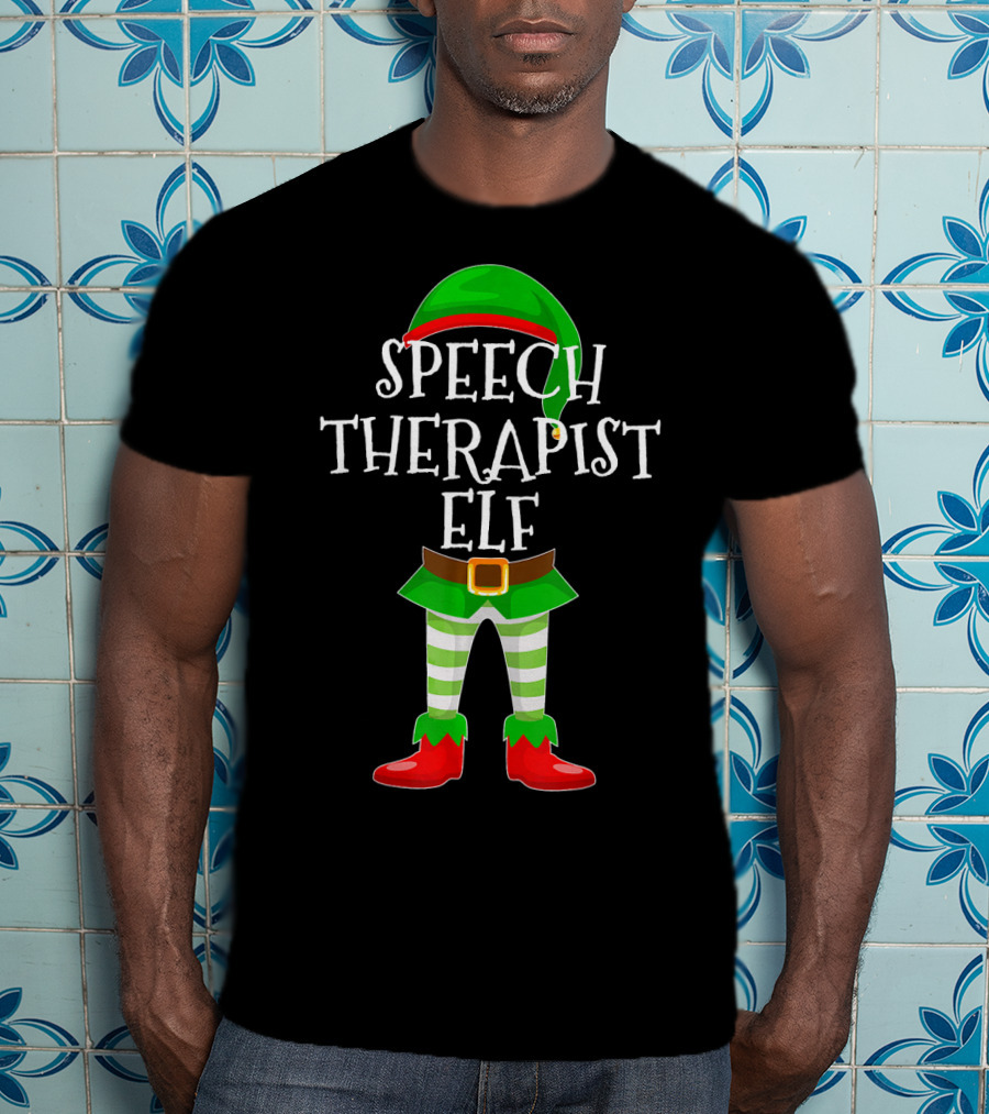 Speech Therapist Elf Matching Family Christmas Holiday T-Shirt
