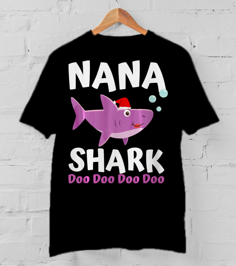 Nana Shark Doo Doo Doo Doo Christmas Santa Hat T-Shirt