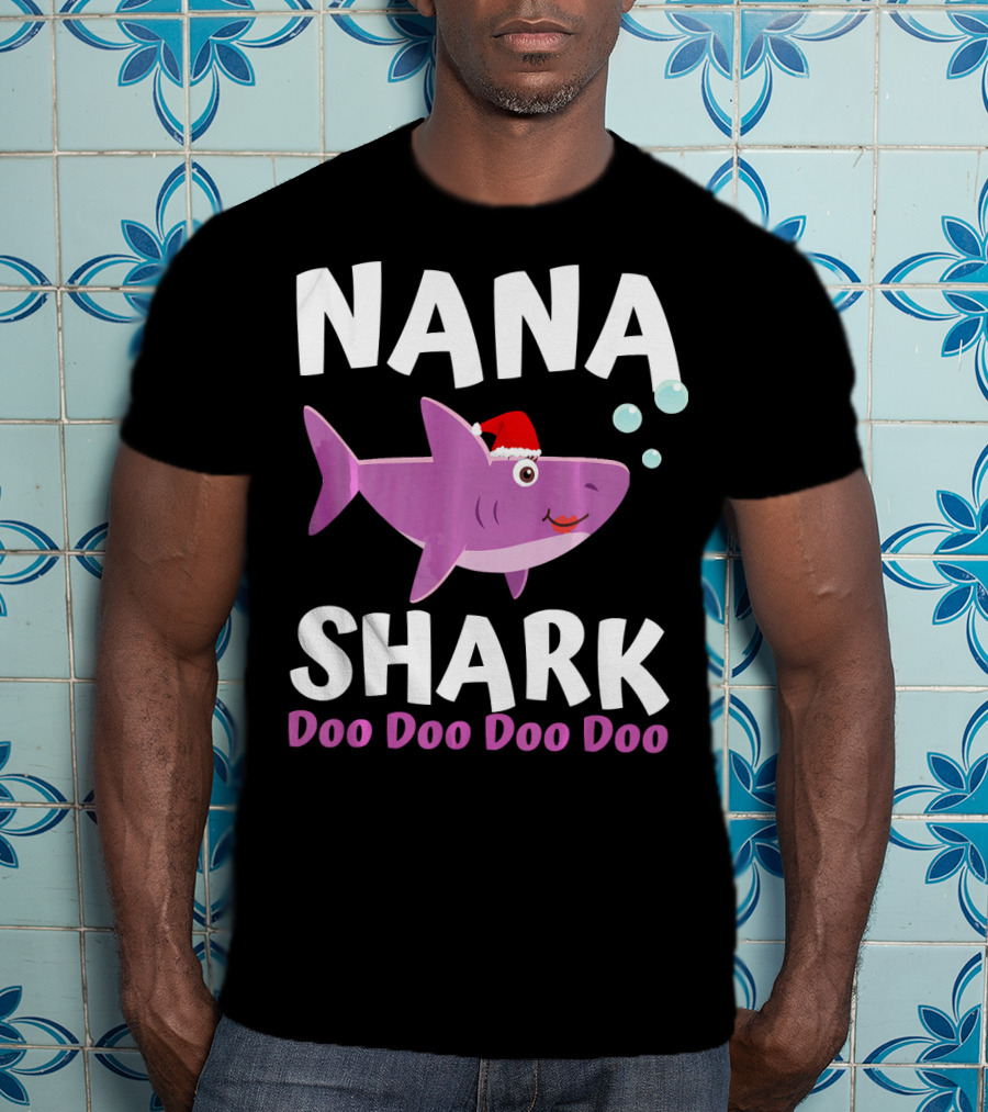 Nana Shark Doo Doo Doo Doo Christmas Santa Hat T-Shirt