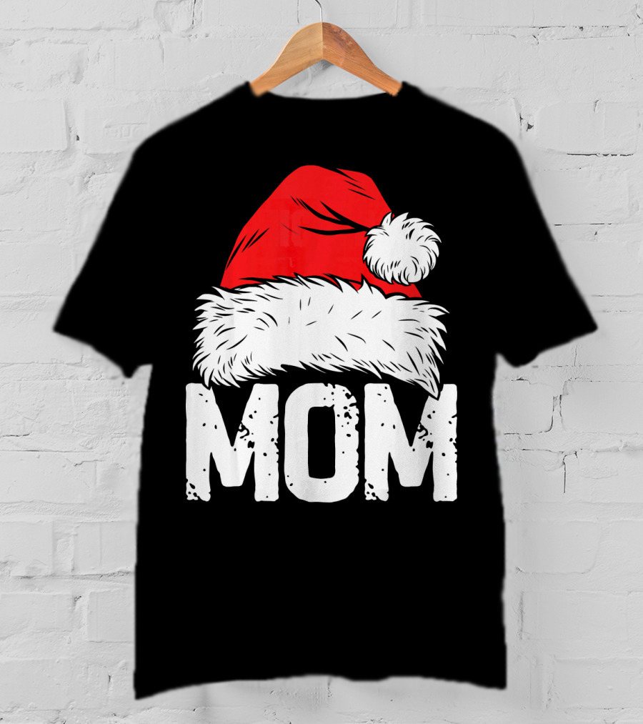 Mom Christmas Santa Hat Family Match T-Shirt