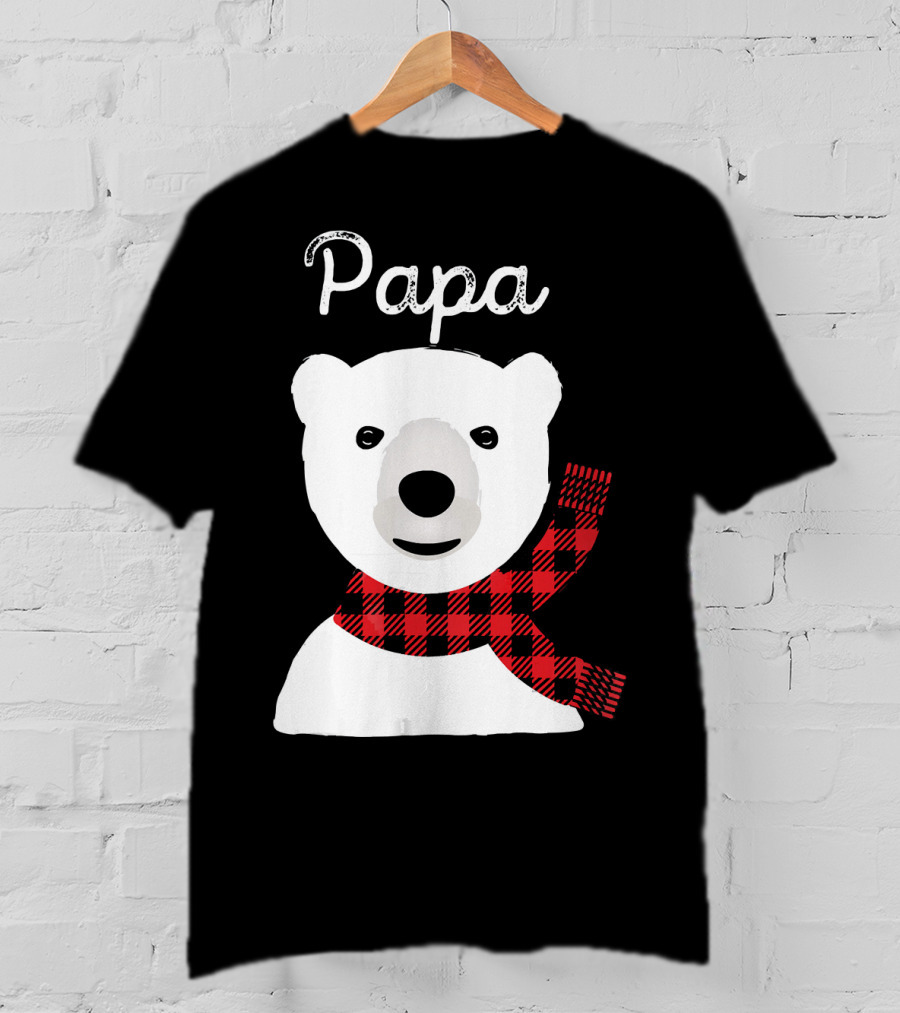 Papa Bear Buffalo Check Christmas Family Matching T-Shirt