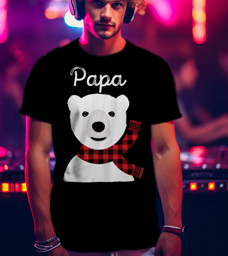 Papa Bear Buffalo Check Christmas Family Matching T-Shirt