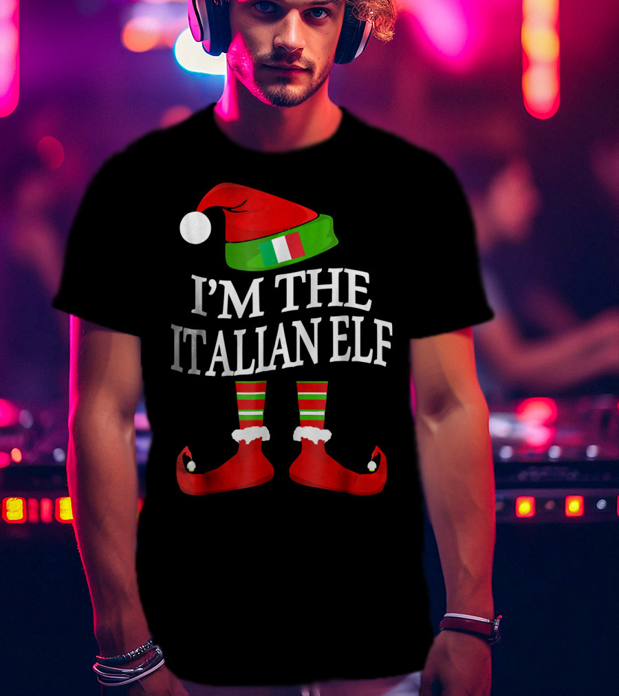 I'm The Italian Elf Festive Christmas Group Family Pajama Holiday Matching T-Shirt