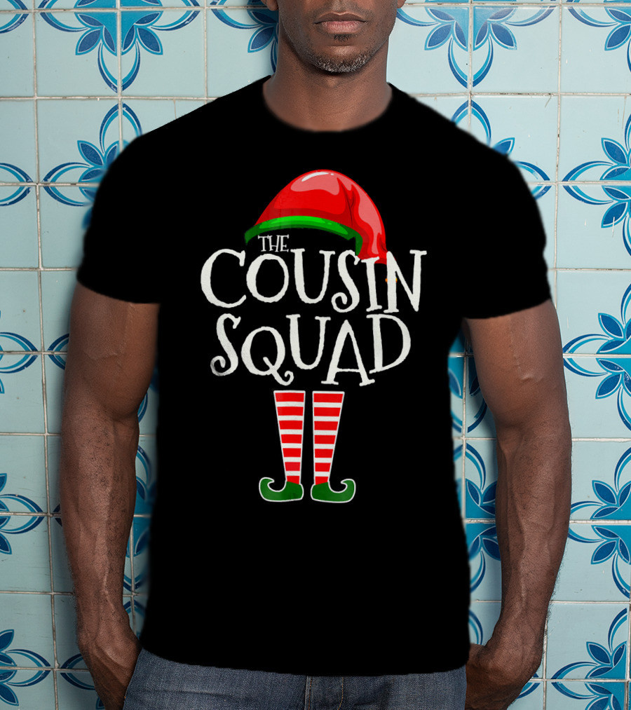 The Cousin Squad Elf Hat And Striped Legs T-Shirt