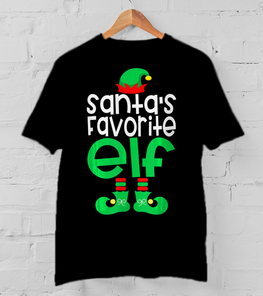 Santa's Favorite Elf Festive Outfit With Hat And Shoes T-Shirt