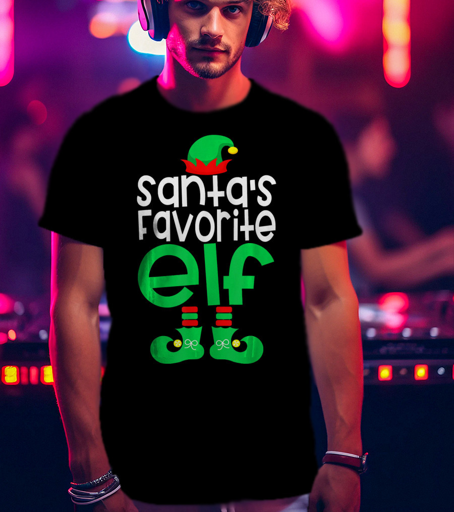 Santa's Favorite Elf Festive Outfit With Hat And Shoes T-Shirt