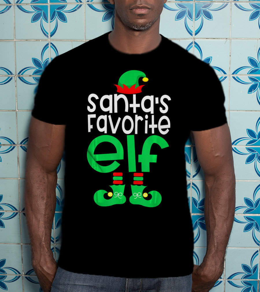 Santa's Favorite Elf Festive Outfit With Hat And Shoes T-Shirt
