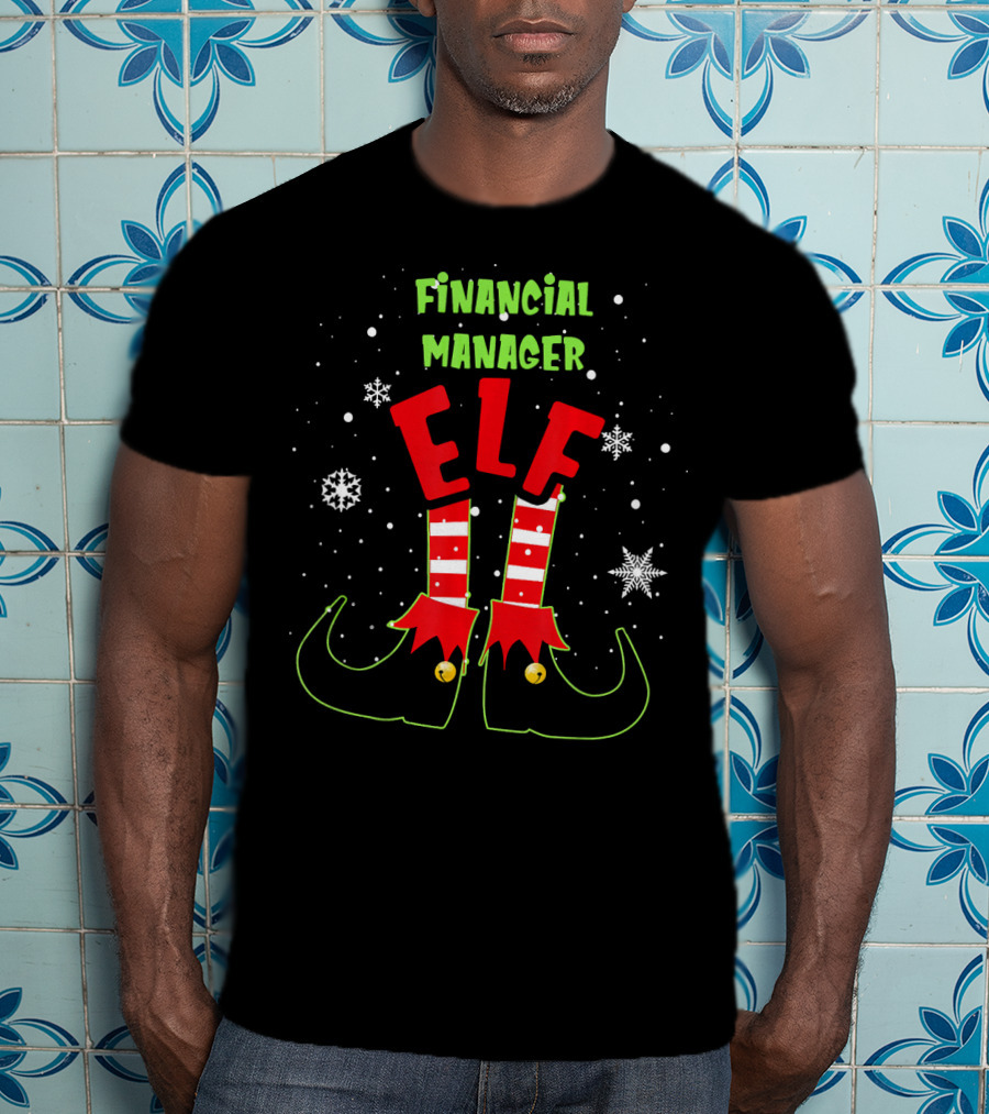 Financial Manager Elf Christmas Snowflake Striped Socks T-Shirt