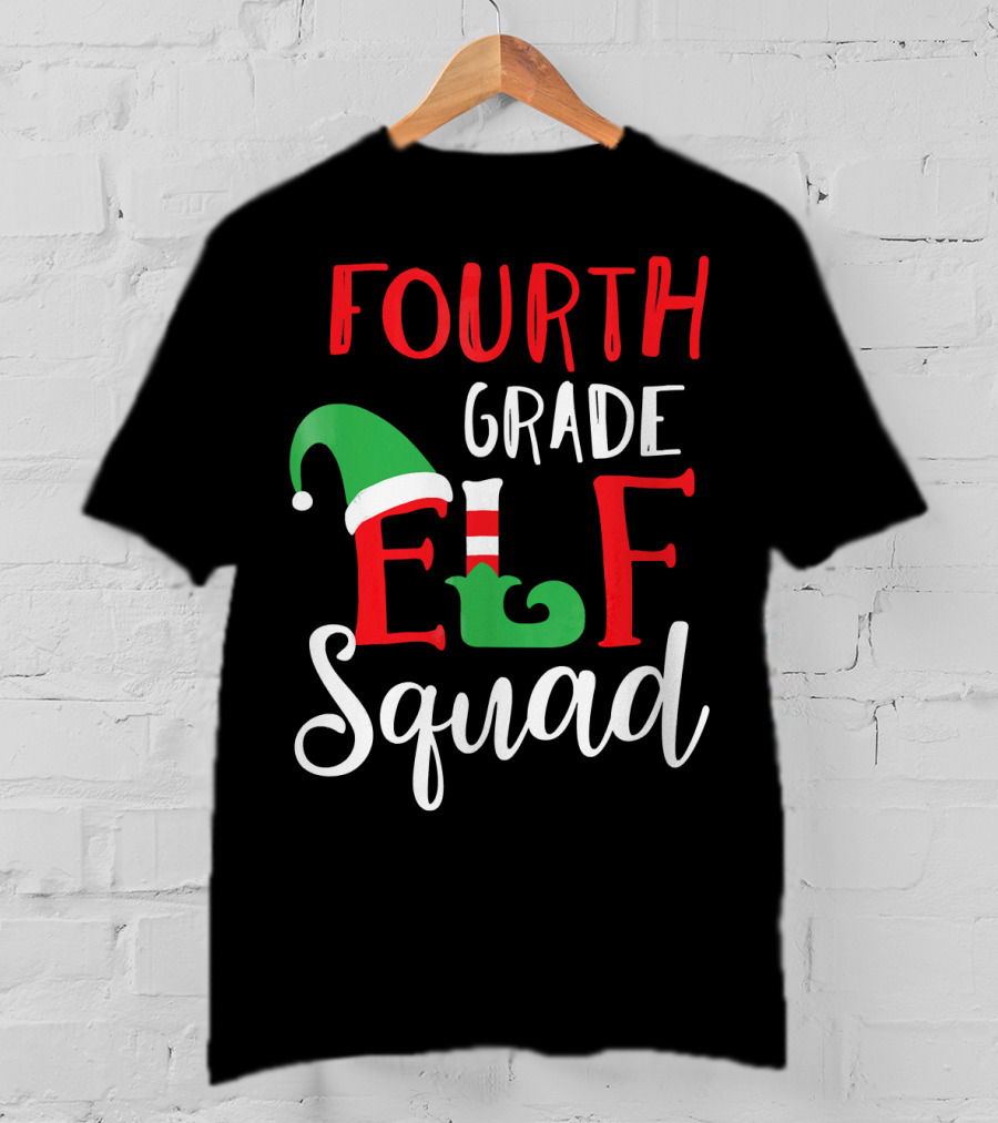 Fourth Grade Elf Squad Christmas Teacher T-Shirt