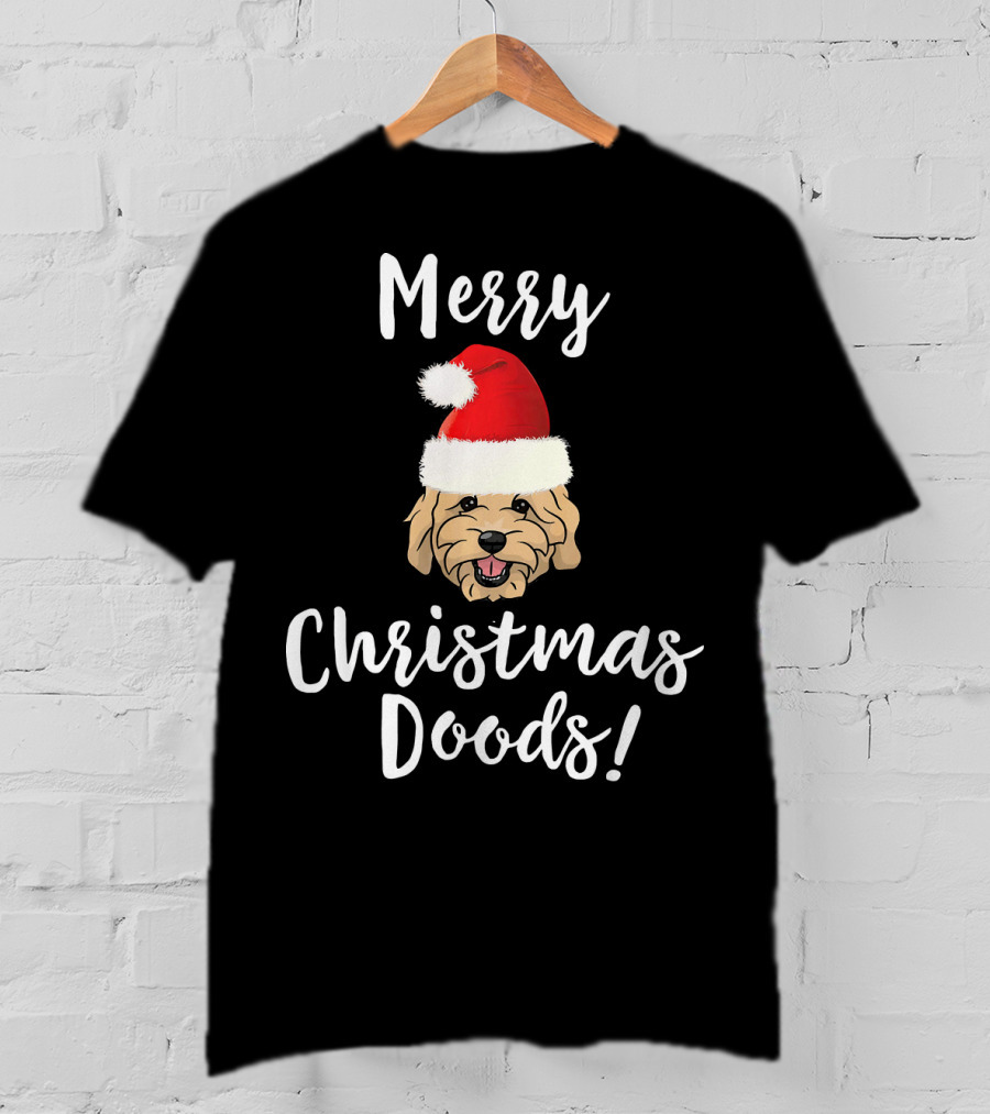 Merry Christmas Doods Santa Hat Goldendoodle Dog T-Shirt