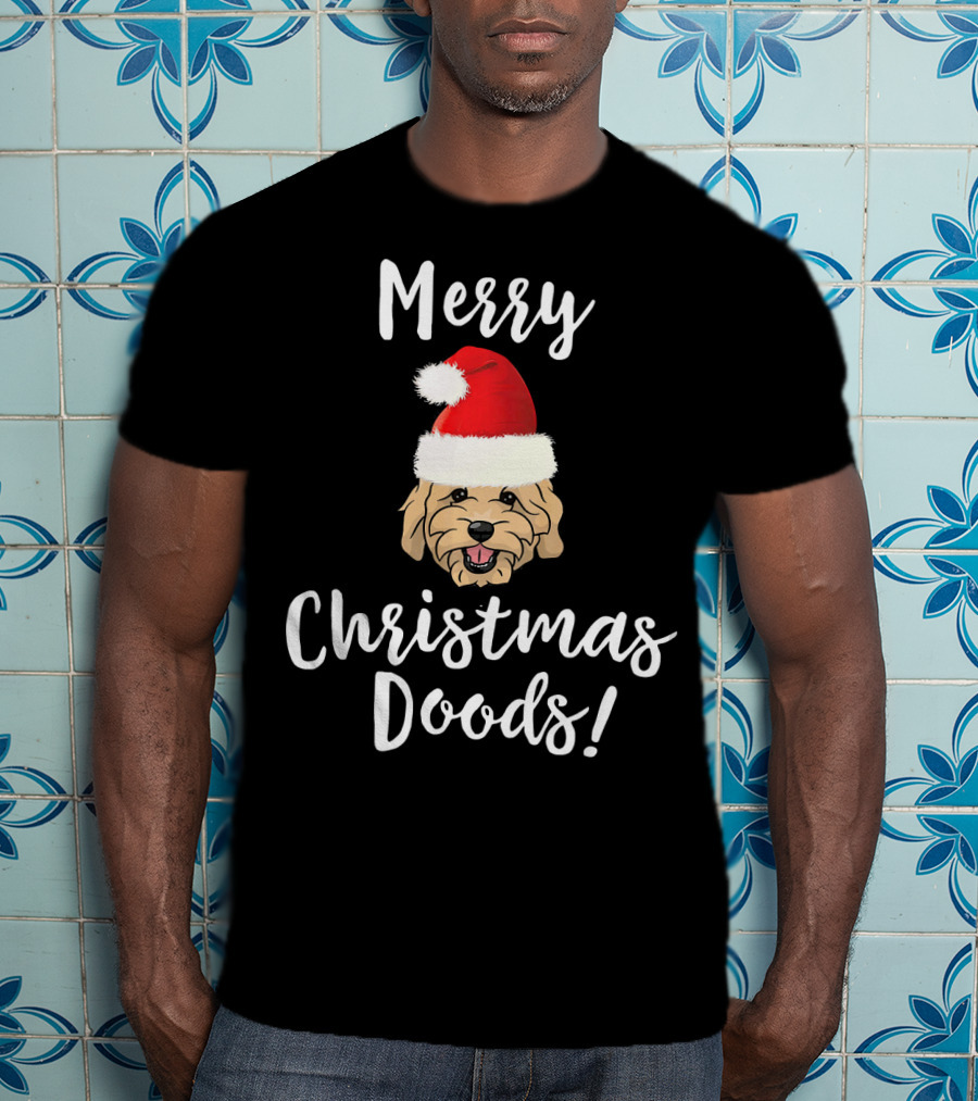Merry Christmas Doods Santa Hat Goldendoodle Dog T-Shirt