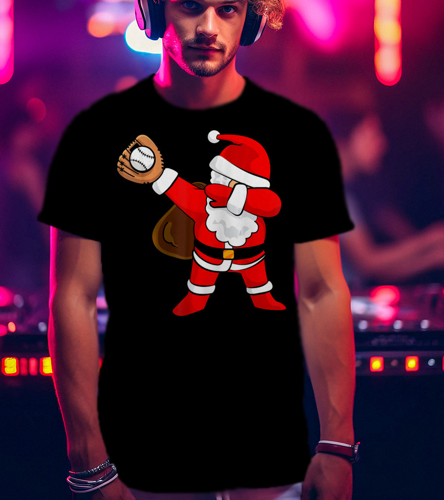 Santa Dabbing With Baseball Glove T-Shirt