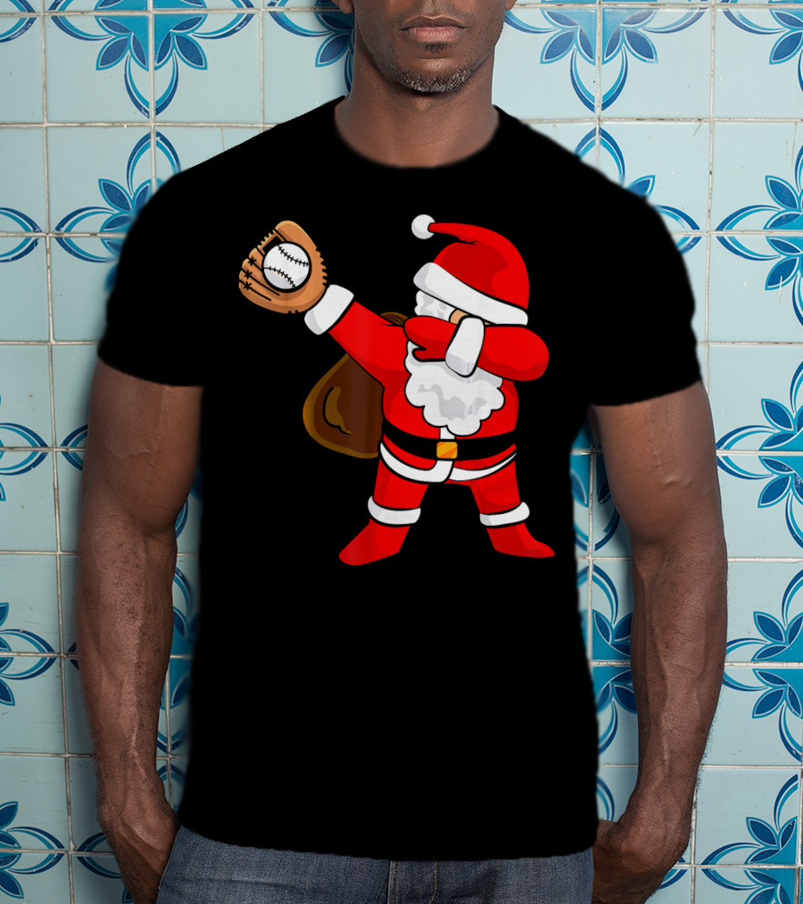 Santa Dabbing With Baseball Glove T-Shirt
