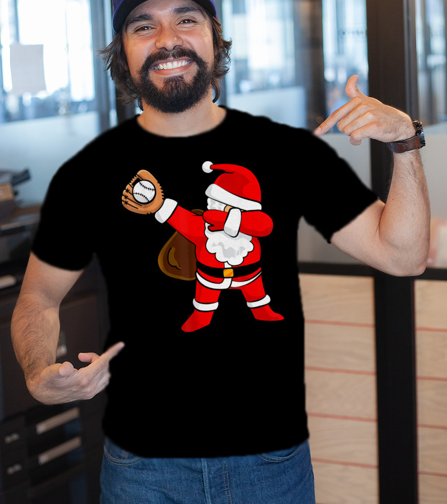 Santa Dabbing With Baseball Glove T-Shirt