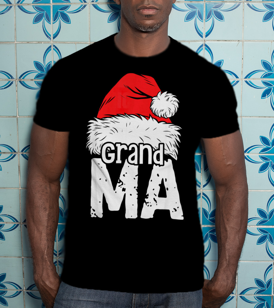 Grandma Santa Christmas Hat Family T-Shirt
