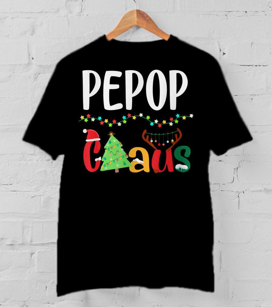 Mens PePop Claus Funny Xmas Santa Grandpa T-Shirt