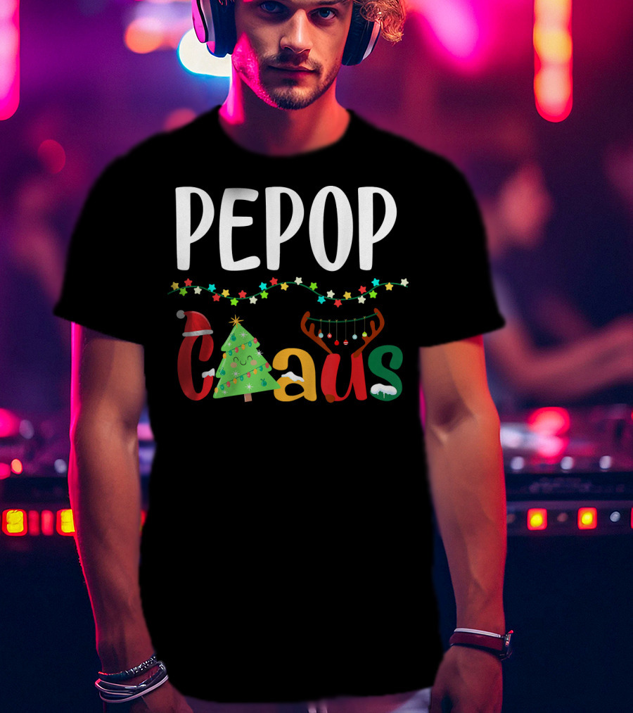 Mens PePop Claus Funny Xmas Santa Grandpa T-Shirt