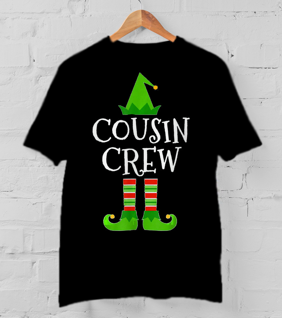 Cousin Crew Elf Hat And Striped Stockings Family Group T-Shirt