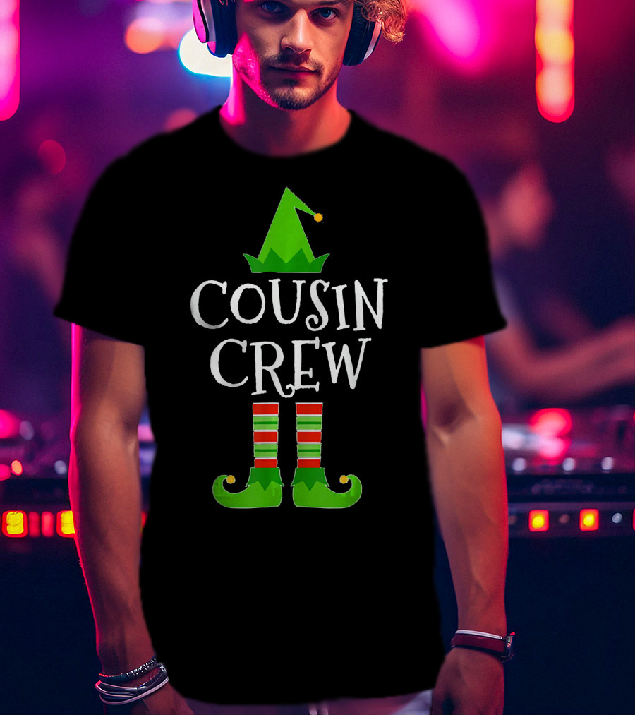 Cousin Crew Elf Hat And Striped Stockings Family Group T-Shirt
