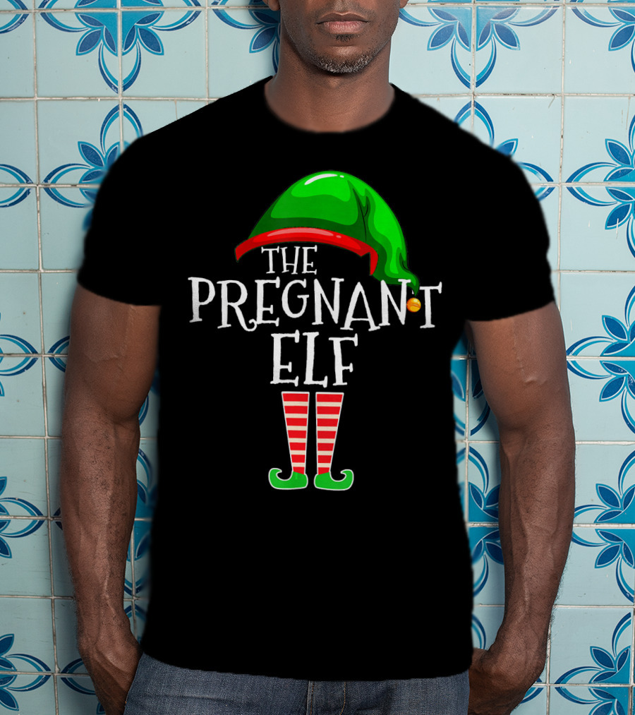 The Pregnant Elf Family Matching Group Christmas Costume T-Shirt